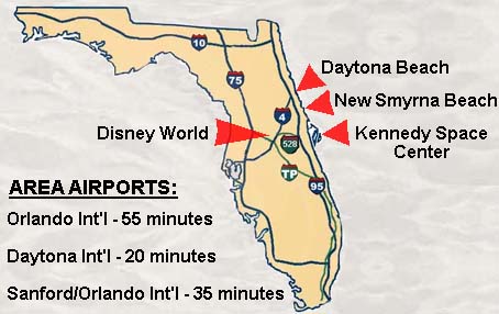Here is a picture of our condo in relation to Daytona Beach, Disney, & Coco Beach